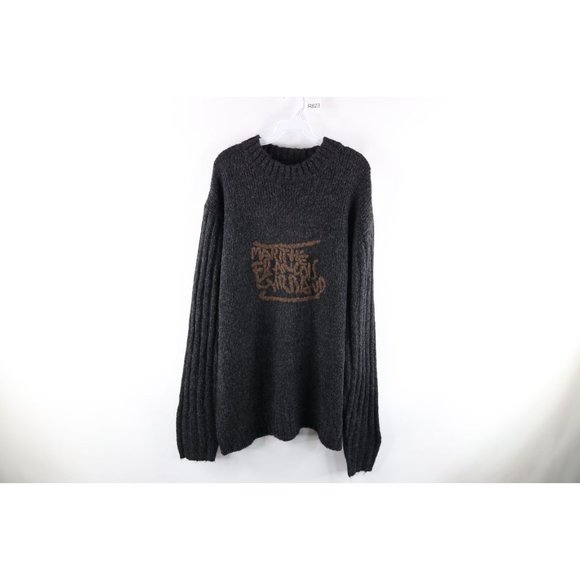 NOS Vtg 90s Marithe Francois Girbaud Mens 2XL Wool Blend Knit Graffiti Sweater - Picture 1 of 10